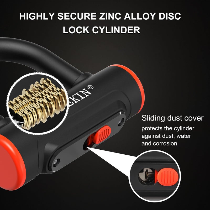 INTEKIN Motorcycle Chain Lock 3.3FT/100cm Bicycle Locks 8mm/10mm Thick Bike Lock Anti Theft Heavy Duty Security Chain with 16mm U-Lock for Motorcycles  Gates  and More - Image 5
